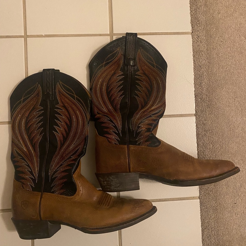 Ariat Men's Boomtown Copper/Black Western Cowboy Boot Size 10.5D